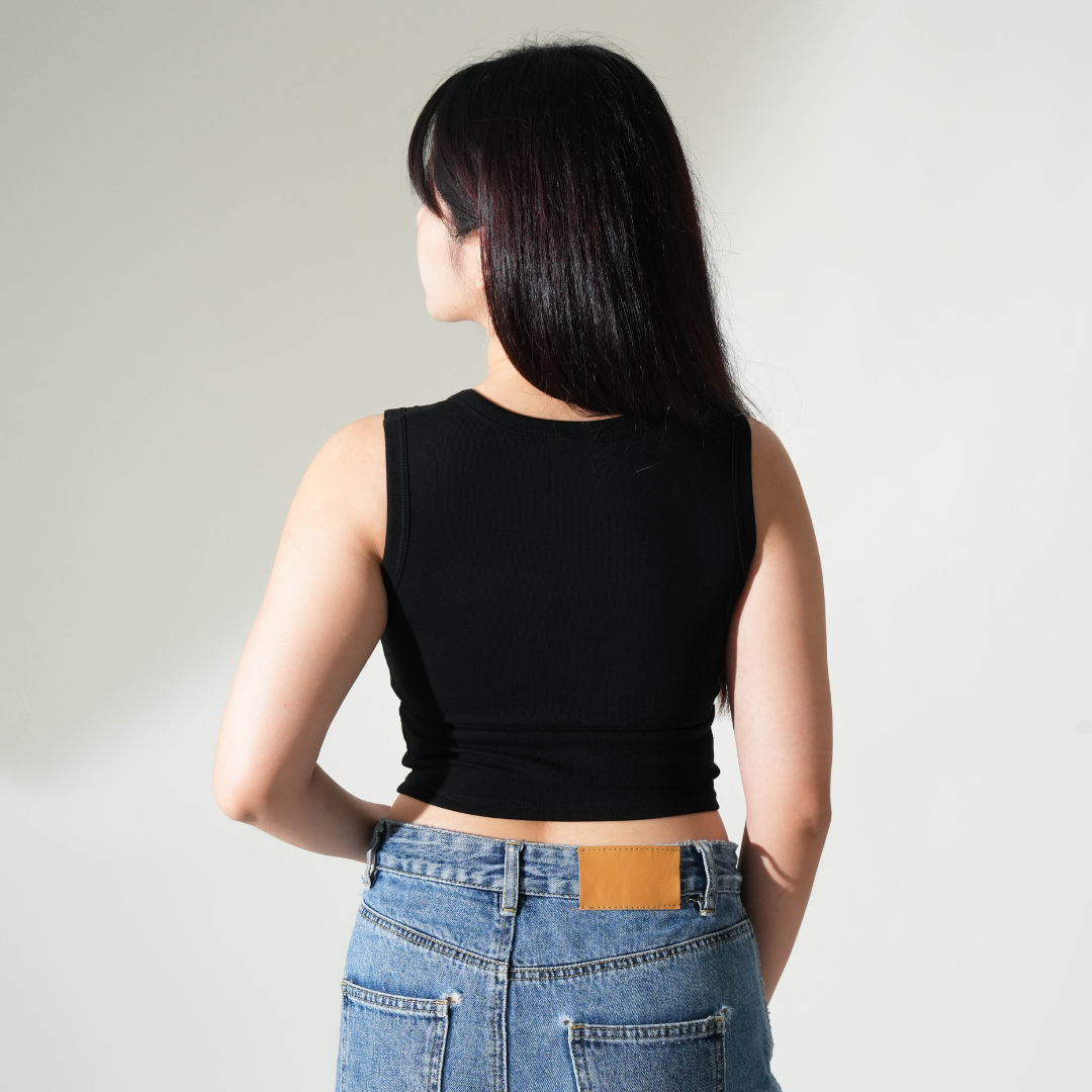 Square Neck Tank Top - Black