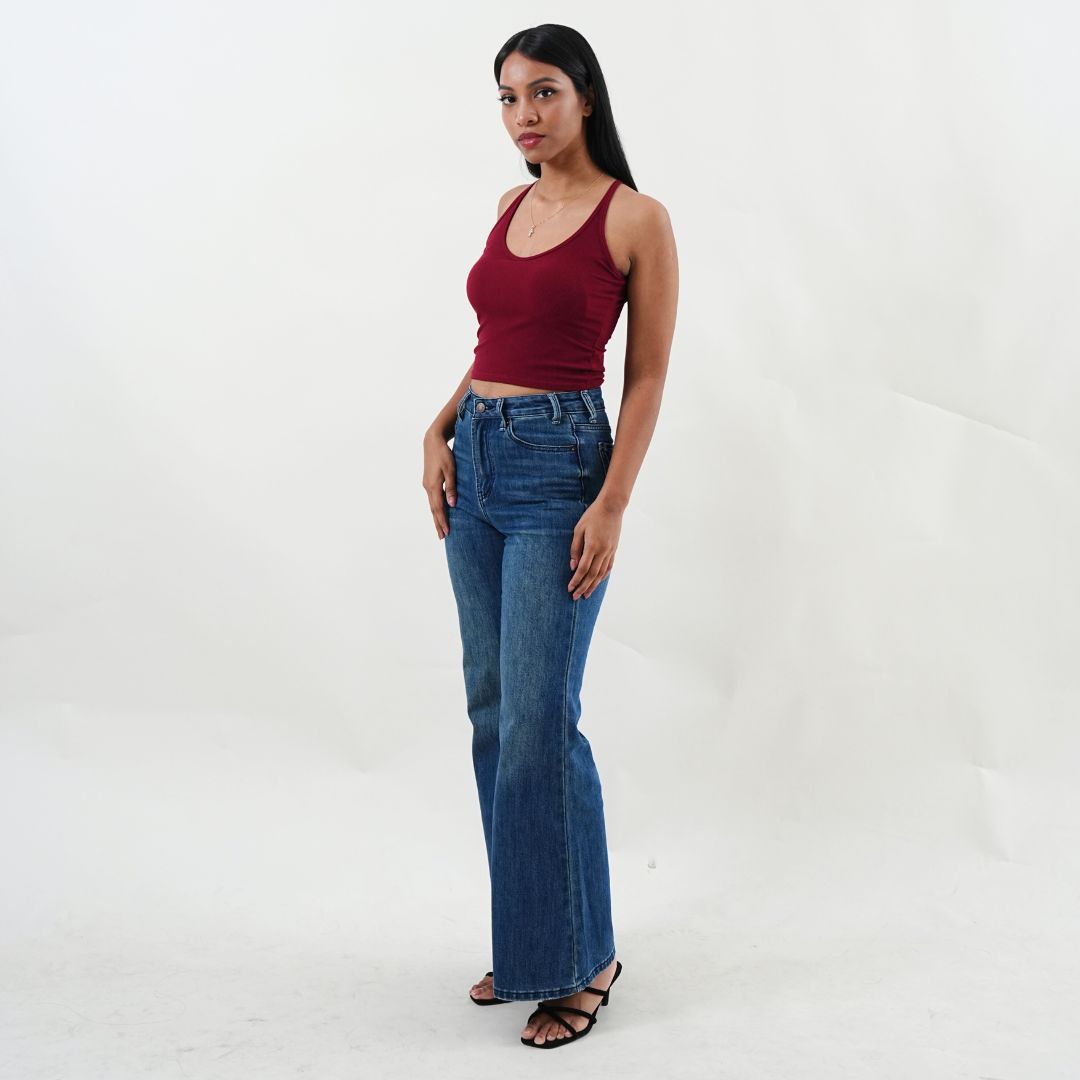 U-Neck Racerback Tank Top - Wine Red