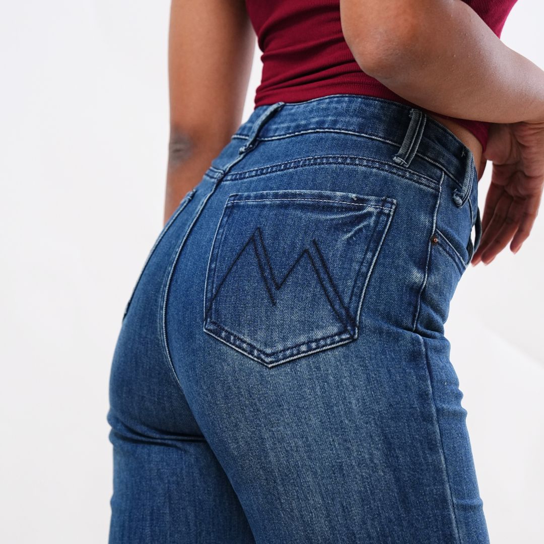 Washed Out Denim Flared Jeans