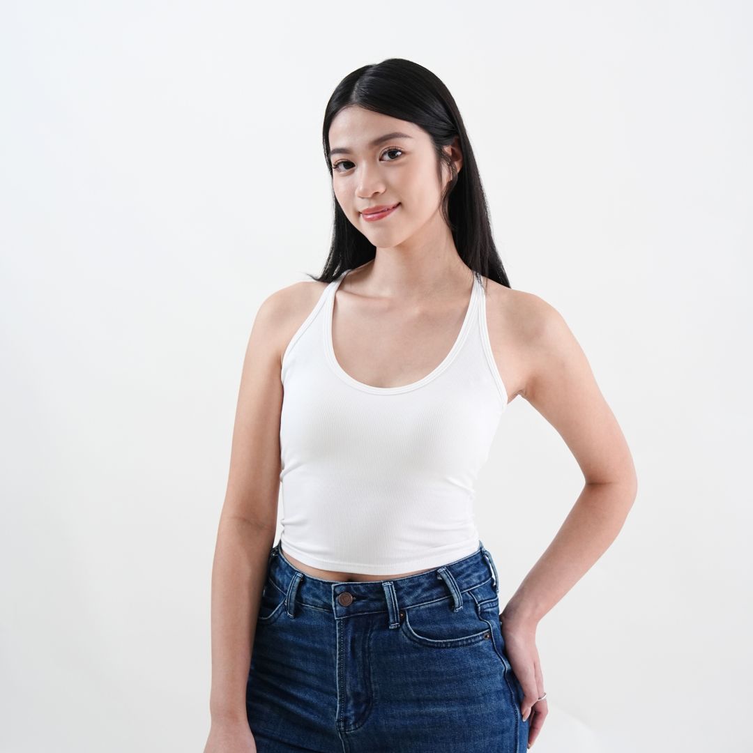 U-Neck Racerback Tank Top - White