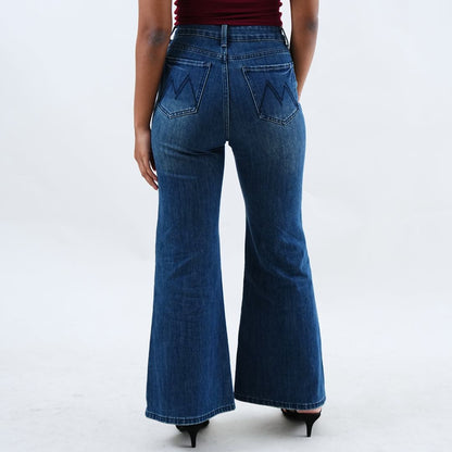 Washed Out Denim Flared Jeans