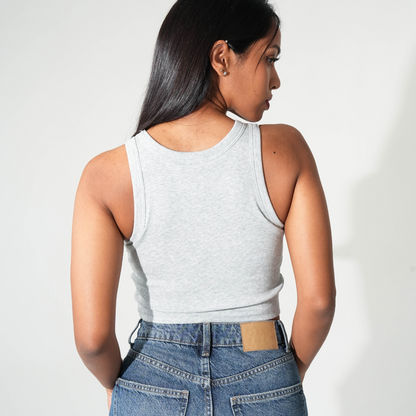 Ribbed Ringer Tank Top - Grey