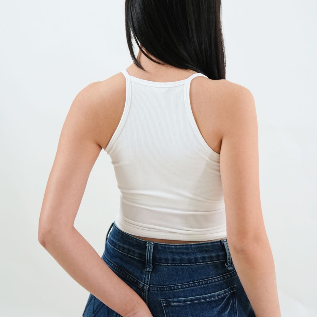 U-Neck Racerback Tank Top - White