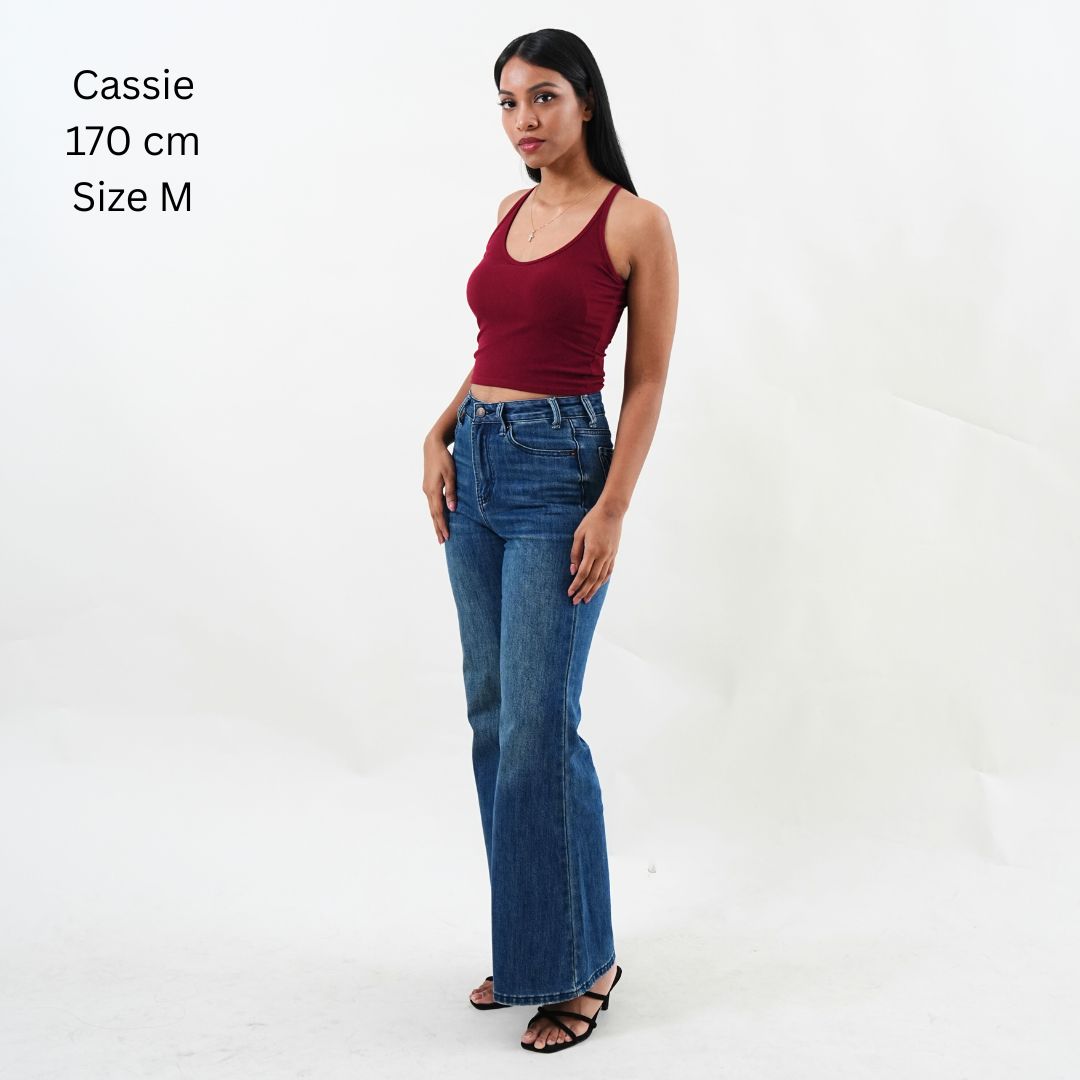 Washed Out Denim Flared Jeans