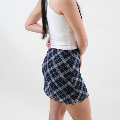 Ribbon Checkered Skirt