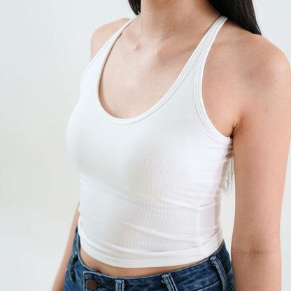 U-Neck Racerback Tank Top - White