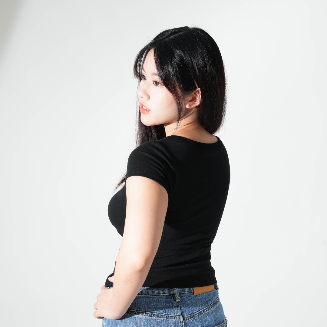 Square Neck Bra Top - Black