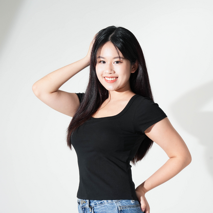Square Neck Bra Top - Black
