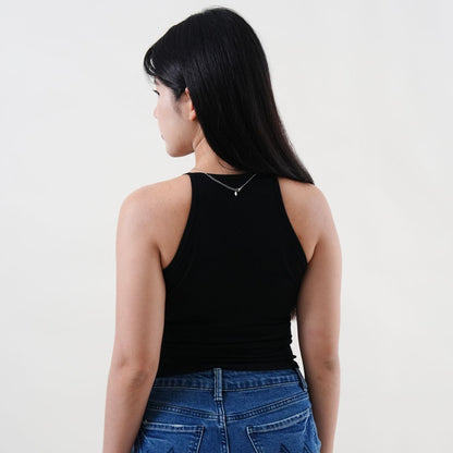 U-Neck Racerback Tank Top - Black