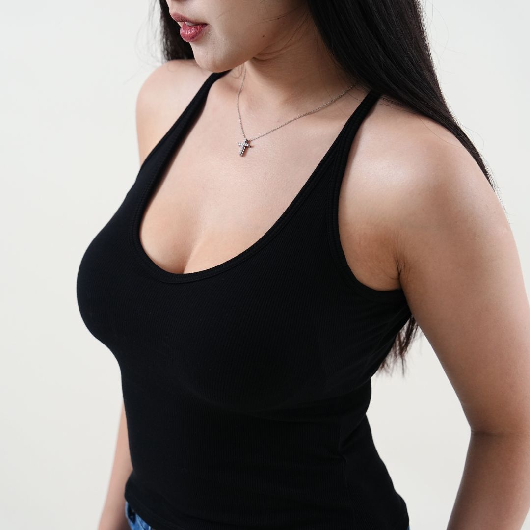 U-Neck Racerback Tank Top - Black