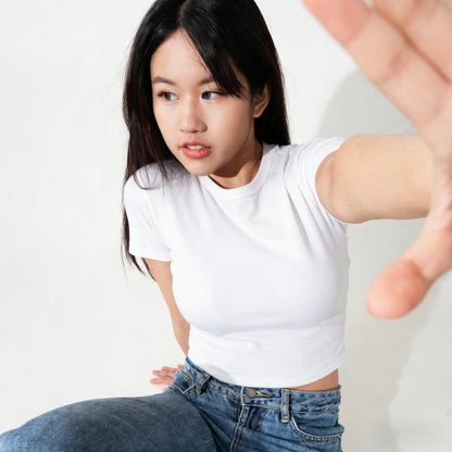 Round Neck Bra Top - White