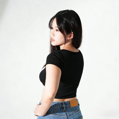 Square Neck Bra Top - Black