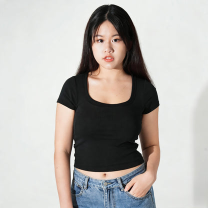 Square Neck Bra Top - Black