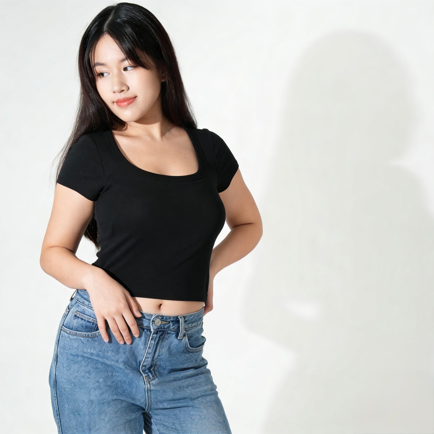 Square Neck Bra Top - Black