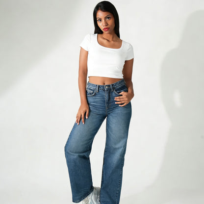 Square Neck Bra Top - White